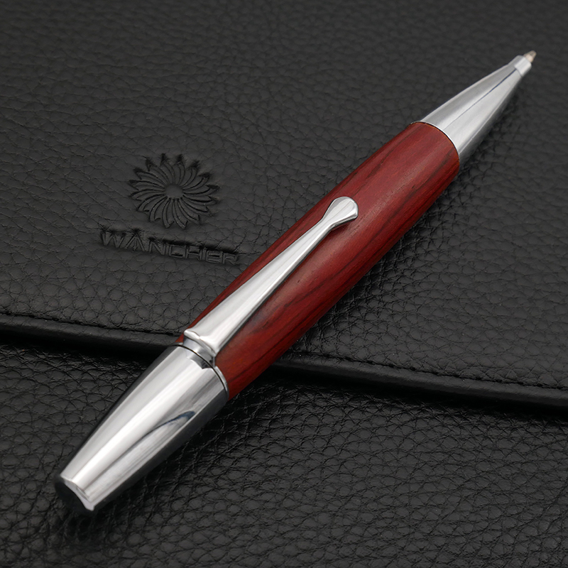 Wancher stylo à bille en bois massif rouge classique rétro métal signature neutre
