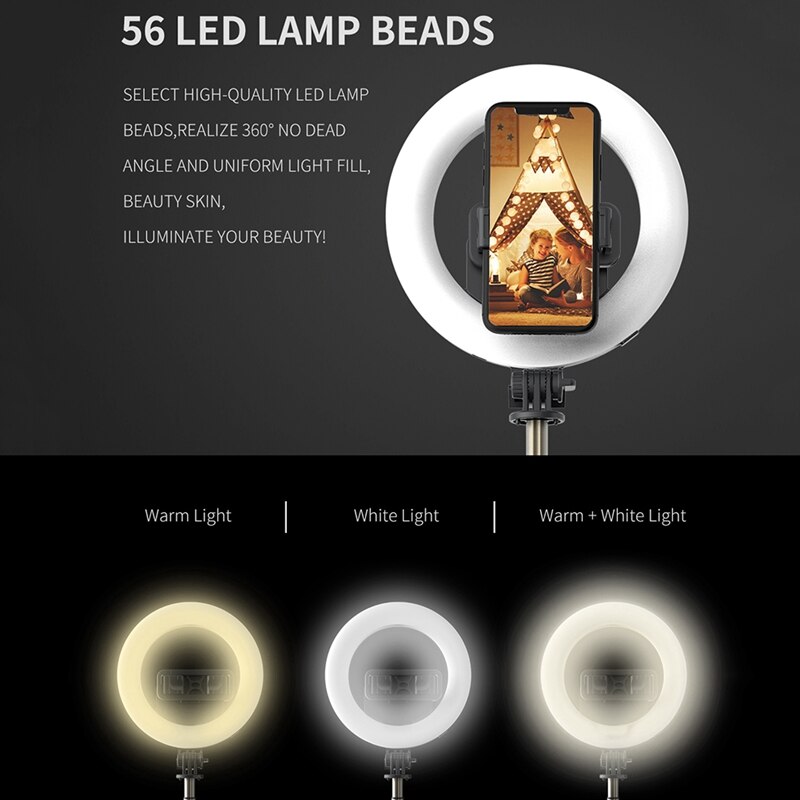 Q07 bluetooth-selfie-sticks, fernbedienung, stativ, handy-live-kamera, selbstauslöser, artefaktstange, 6 -zoll-aufhelllicht