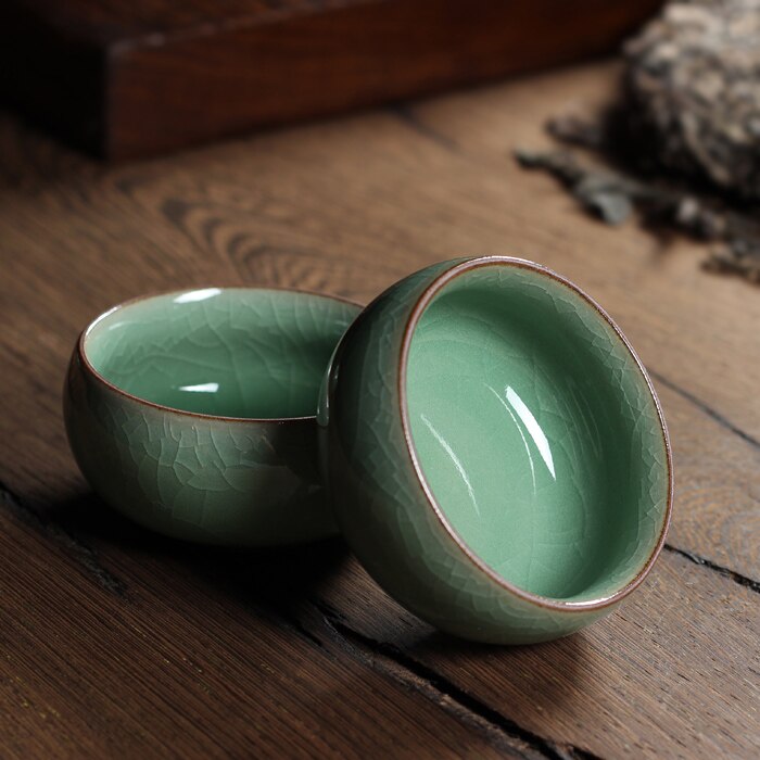 5 colors Geyao china Porcelain coffee cup Ge Kiln Chinese Longquan Celadon Gaiwan Bowl Celadon Crackle Teacup cups 45ml tea set