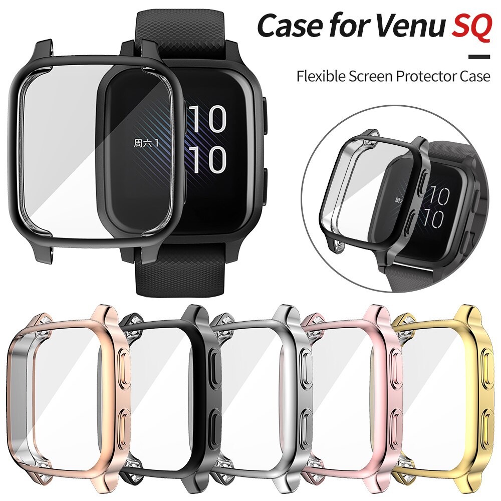 Flexible TPU Full Cover for Garmin Venu SQ Watch Case Screen Protector Scratch-resistant Shell Lightweight Bumper Accessories