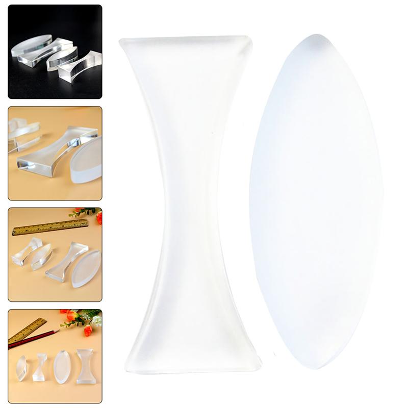 2pcs Basic Physics Teaching Optical Glass Lens Concave Convex Lens Sets