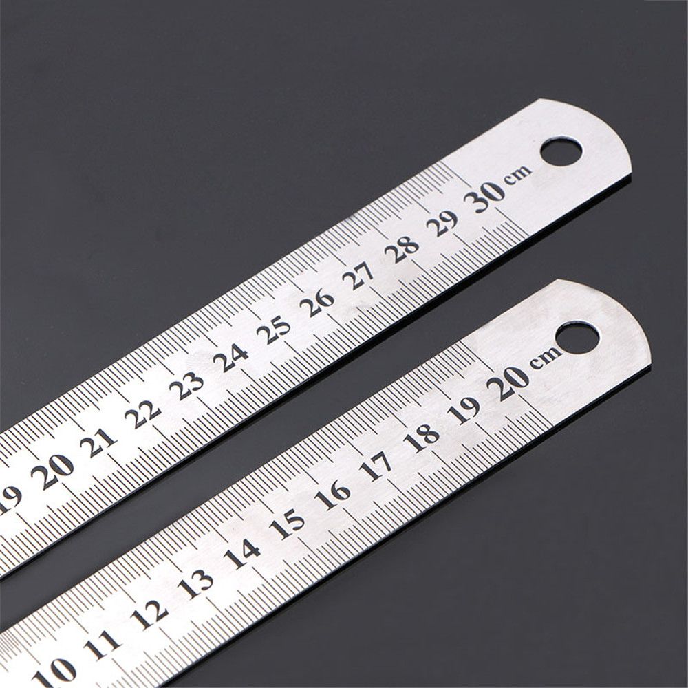 2Pcs Double Side Schaal Metalen Liniaal Precisie Roestvrij Stalen Rechte Ruler Meten School Office Tekenmaterialen 0.5Mm