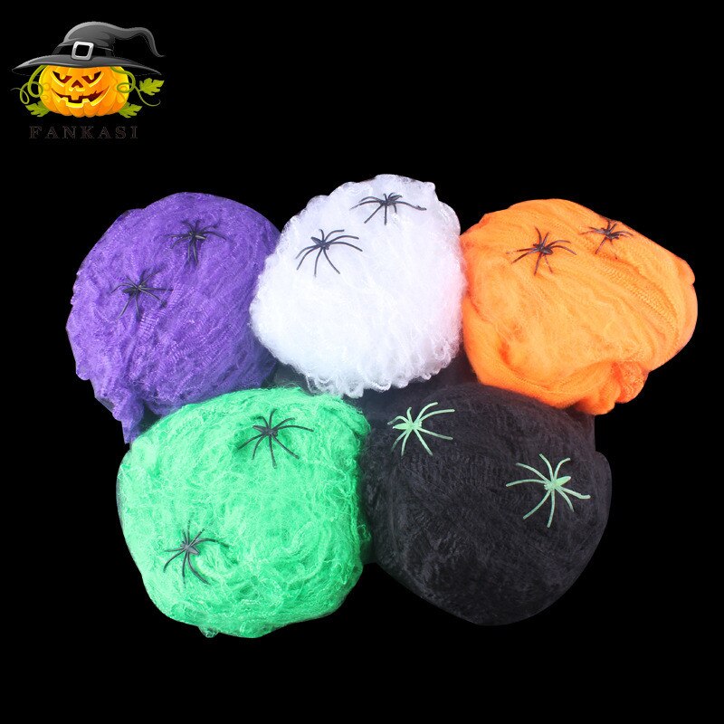 Halloween Scary Party Scene Props pider Silky Cotton Web Cobweb Horror Halloween Bar Haunted House Decor