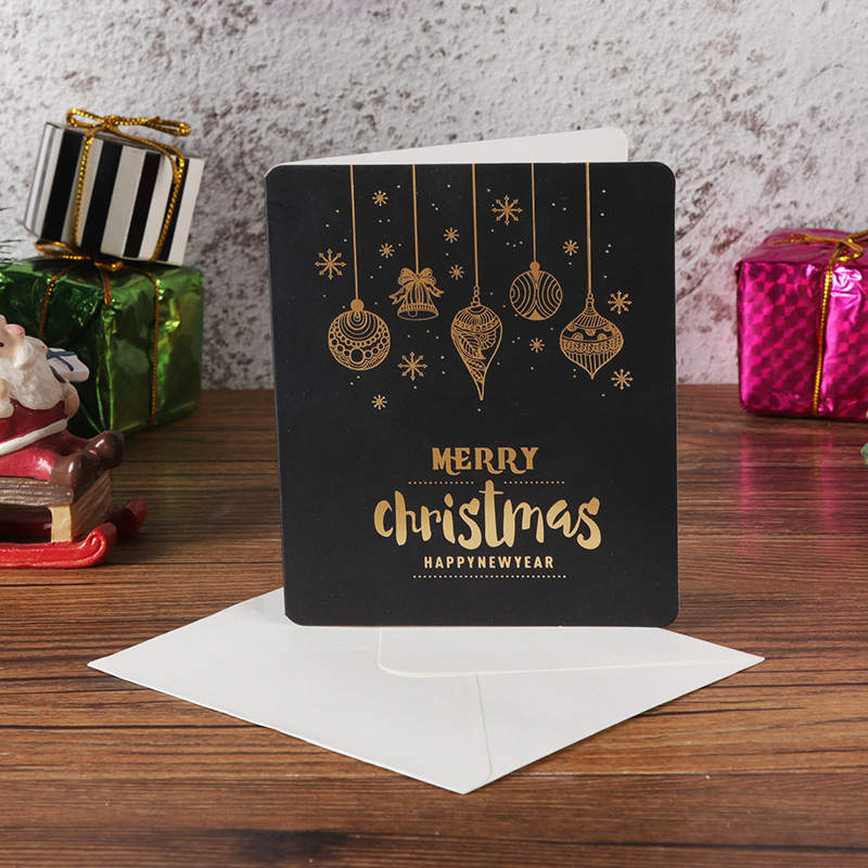 5 stk glædelig jul lykønskningskort guld bronzing postkort kort juleårs lykønskningskort