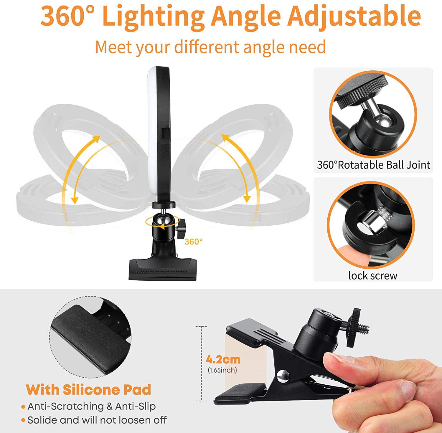 Video Conference Lighting Kit, Ring Light Clip on Laptop Monitor for Webcam Lighting, Remote Working, Reading, Study