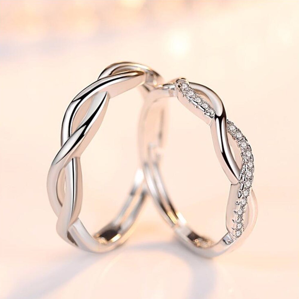 925 Sterling Silver Jewelry Woman Opening Ring Anniversary Wedding Anniversary Wedding Engagement Couple Ring