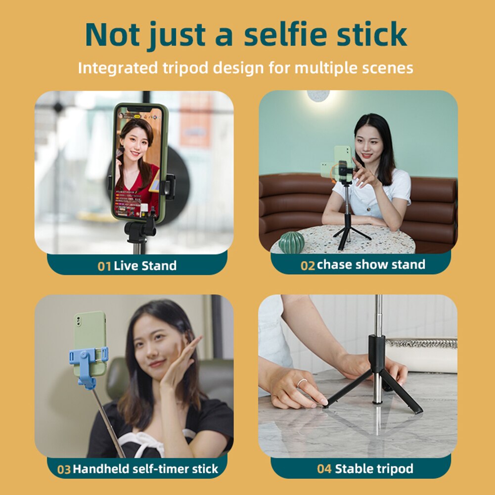 Wireless Bluetooth Selfie Stick Tripod Aluminium Alloy Foldable Handheld Monopod Shutter Remote for Smartphone