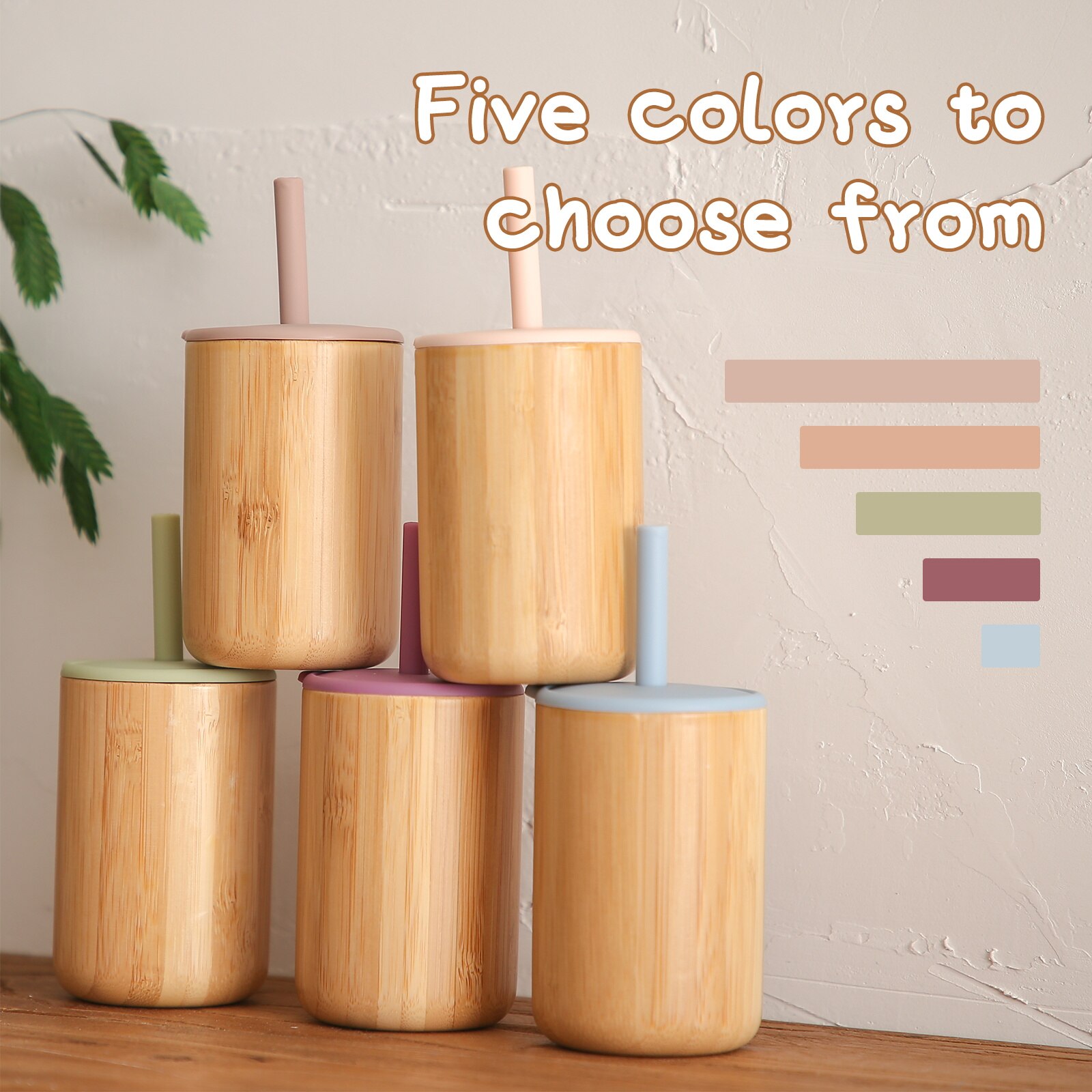 5 farben 1Pc Baby Fütterung Tasse Sicher Dicht Bambus Silikon Sippy Tassen freundlicher Lernen Trinken Sippy Tasse freundlicher Geburtstag