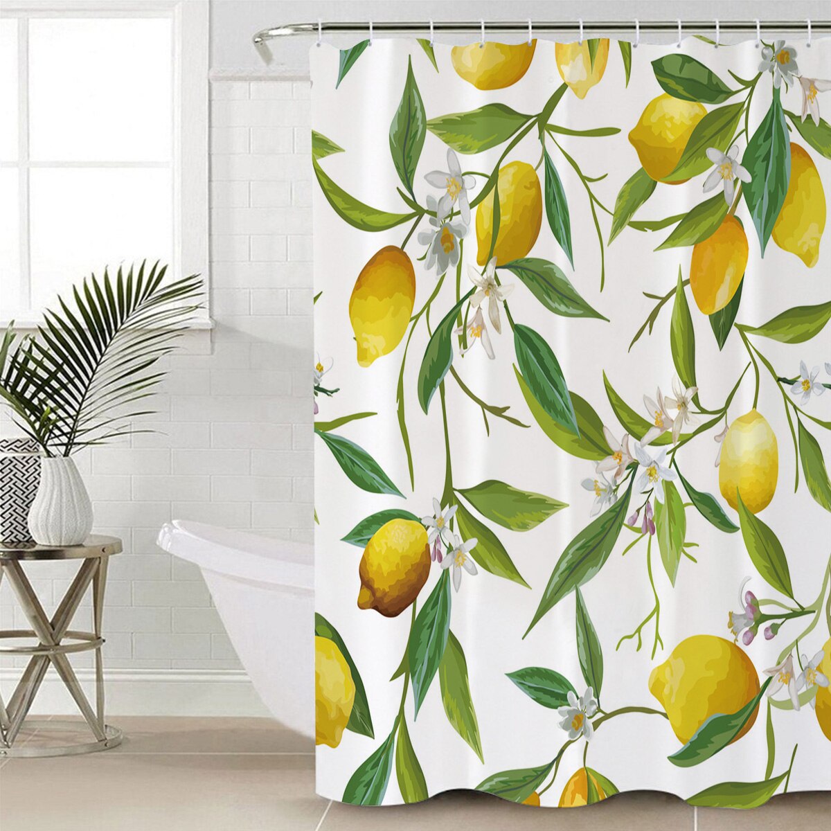 Moderne Gordijn Plant Citroen Bloemen Gedrukt Badkamer Douchegordijn Badkamer Decor Waterdichte Stof Douchegordijn