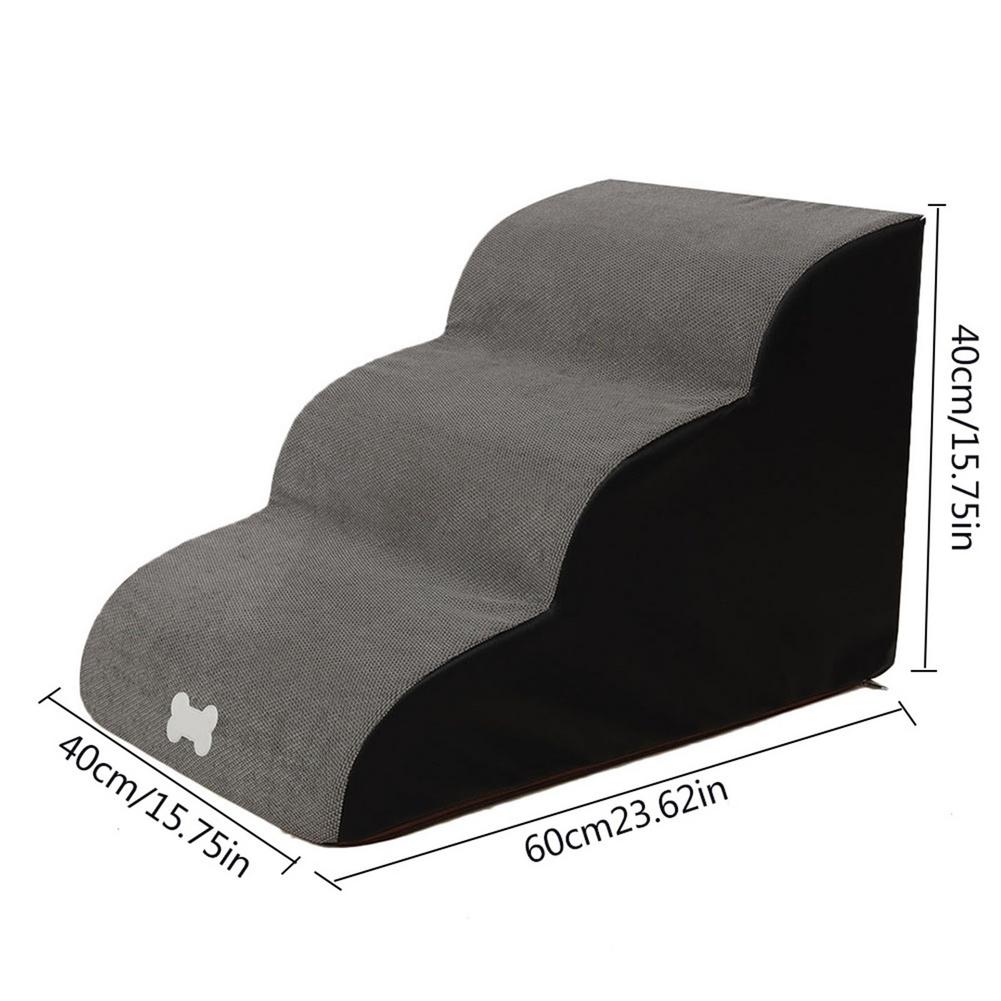 Pet Cat Dog Stairs Ladder Small Dag Cat Bed Stairs Steps Kitten Puppy Ramp Sofa Bed Ladder Anti-slip Removable Dogs Bed Stairs: Gray