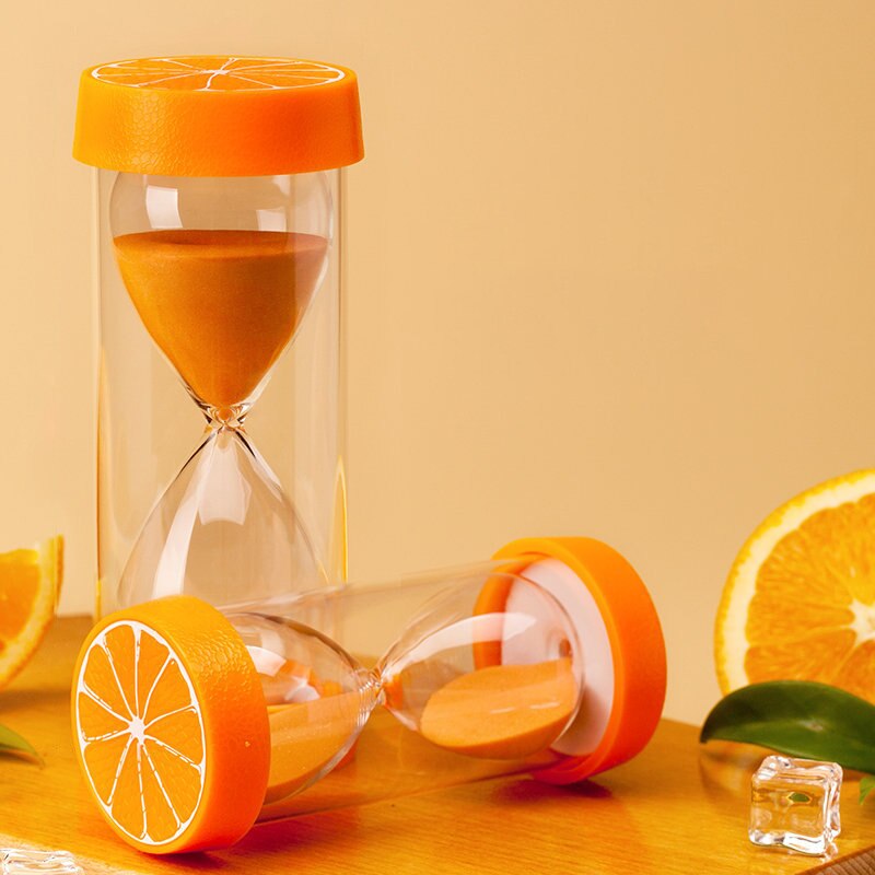 1/5/15/20/30 Minuten Fruit Zandloper Zand Timer Nordic Home Decor Kinderen Ornamenten Creatieve Gaven keuken Zand Klok: Orange-Hourglass / 20Min