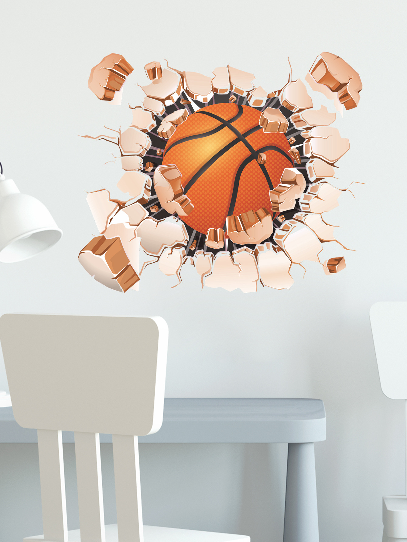 3d knækkede væg sport basketball børn soveværelse hjem væg baggrund dekoration wall stickers selvklæbende værelse indretning