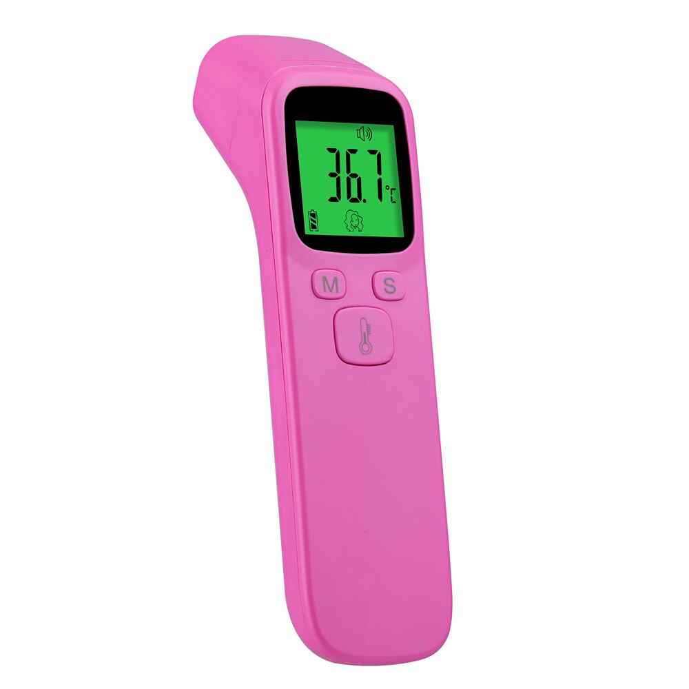 Contactloze infrarood thermometer met 3 kleuren lcd-achtergrondverlichting voor menselijke baby's en volwassenen, infrarood digitale thermometer: Roze