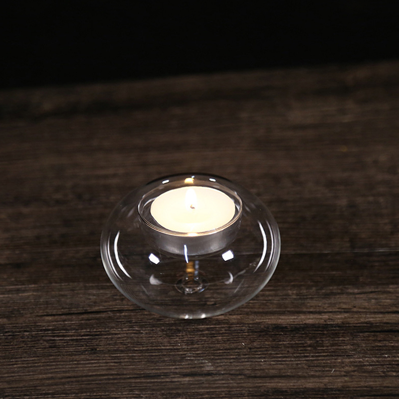Bougeoir rond en verre creux à la , chandelier de noël, mariage, Banquet, Bar, fête, cire, décoration de la maison, ornements: WHITE