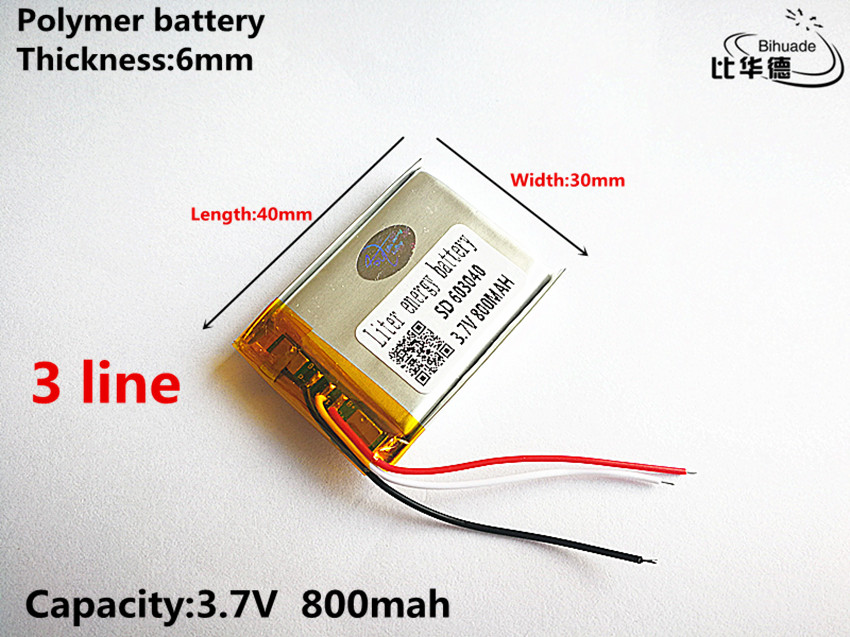 3 líneas de buena , 3,7 V,800mAH,603040 polímero de iones de litio/batería de iones de litio para juguete, Banco de energía, GPS,mp3,mp4