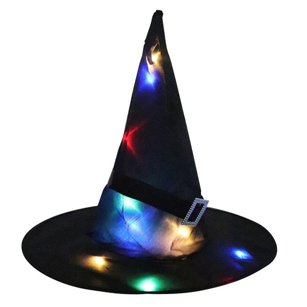 Halloween LED chapeau lumineux fête décoratif brillant sorcière chapeau enfants: Black
