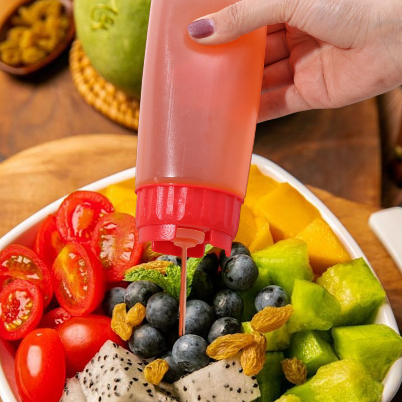 16oz Double Head Squeeze Bottle Large Capacity Squeeze Sauce Bottle Ketchup Salad Honey Dispenser BBQ Oil Bottles Kitchen Gadget