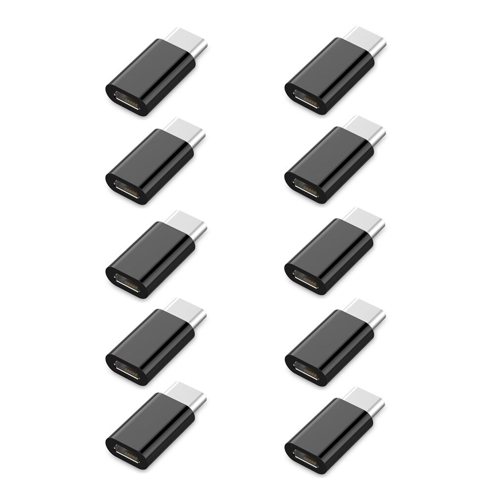 5 stk /10 stk universell usb-c type-c til mikro usb datalading tilpasse til android mobiltelefon lade dataoverføringe: 10 stk sortere