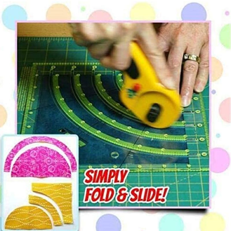 BöGen &Ampere; Fans Decke Kreis Cutter Lineal, Multifunktionale Bogen Schneiden Patchwork Lineal DIY Werkzeuge mit Doppel Farbige Linien