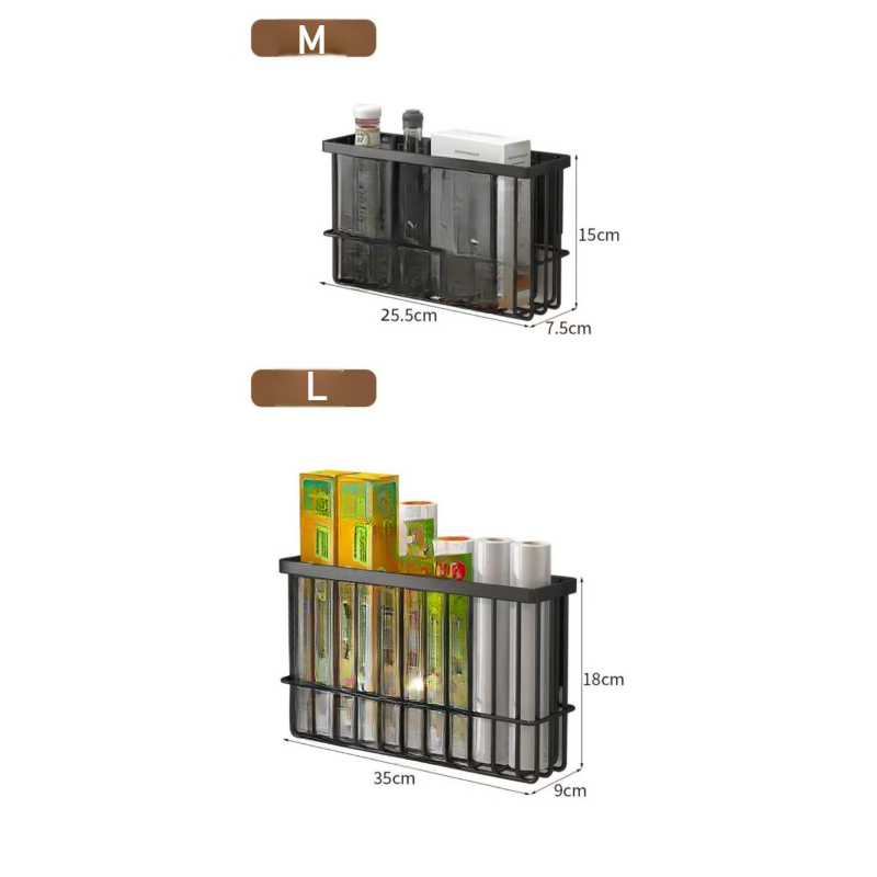 Magnetic Storage Shelf Wall Mounted Metal Kitchen Refrigerator Spice Rack Space-saving Fridge Kitchen Organizer Storage Box