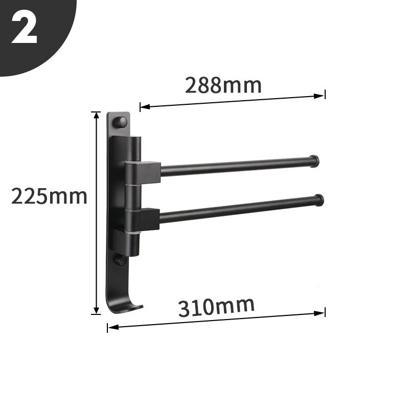 Matt svart håndkleholder porte servetter salle bain kjøkken bad toalha banheiro toallero adhesivo håndklestativ tilbehør: To lag svart