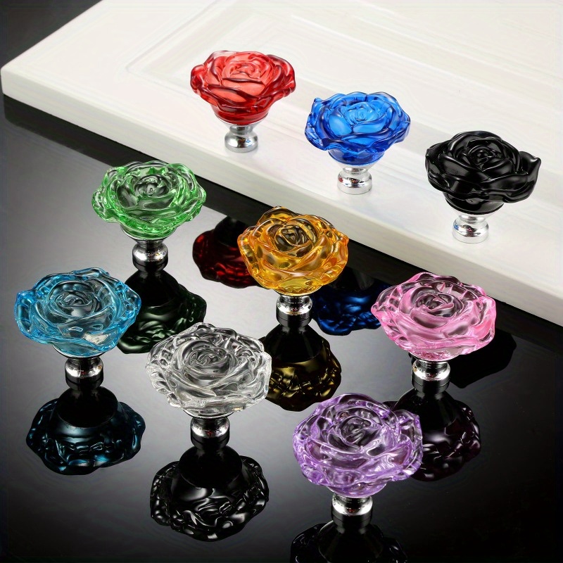 1pc 50mm krystallrose glass klare knotter til møbler, kjøkken, skuffer, skap, kommode, skaphåndtak, møbelbeslag
