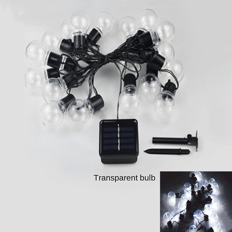 Festoon Light Bulbs Solar Led Light Outdoor Fairy Lights Garland Led Lights Christmas Garden Decoration Outdoor Street Garland: Transparent-White / 5M 20LED