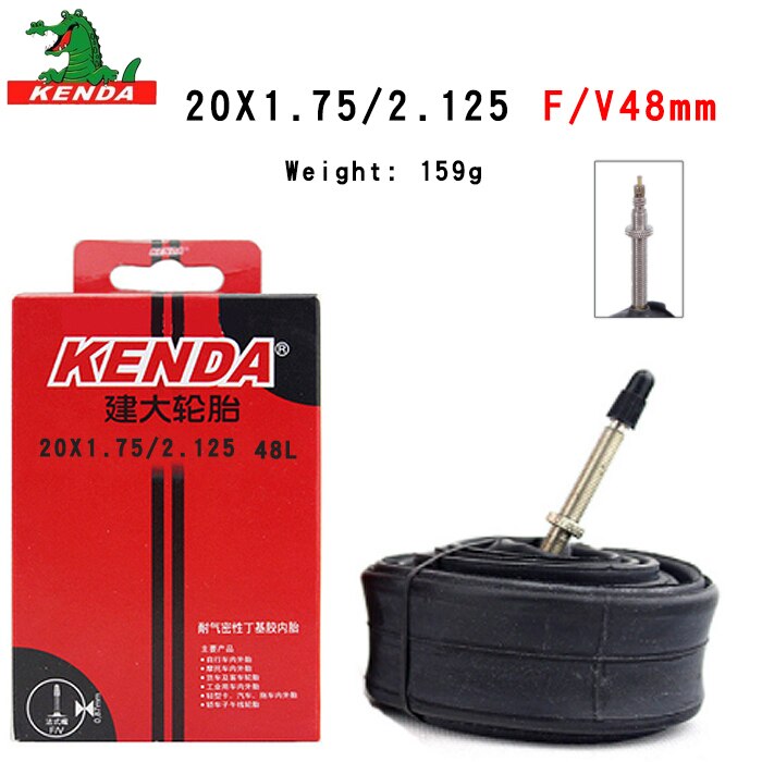 Kenda mountainbikeslang bmx hopfällbar cykelinnerslang mtb delar 20 tum cykling 1.0 1.5 1.75 2.125 a/ v f/v cykeldäck: 20 x 1.75-2.125 fv48l