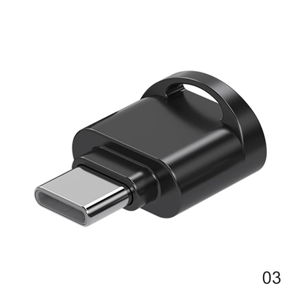Mini usb portátil tipo c para sd tf cartão de memória ler adaptador conversor usb 3.1 otg adaptador usb c interface leitor de cartão chave: Preto