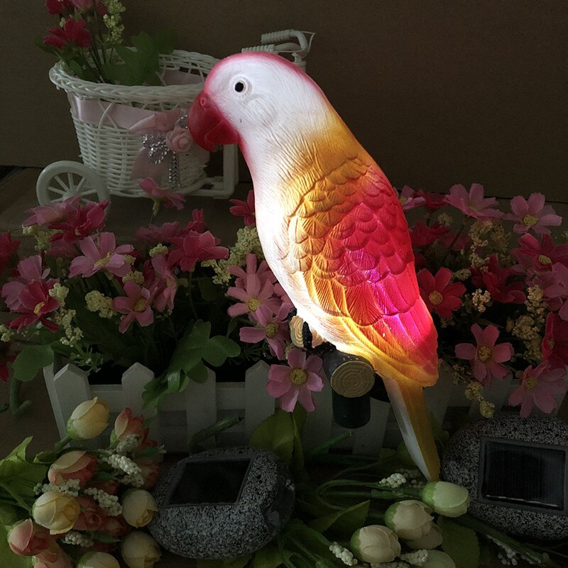 Lampe LED solaire en forme d&#39;oiseau, avec pince, luminaire décoratif d&#39;extérieur, idéal pour un jardin, un sentier, une pelouse, un Patio, une place publique ou une plante en pot: Rouge
