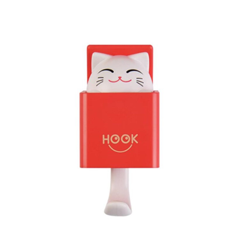 Leuke Kat Sleutelhouder Muur Haak Handtas Jas Rack Plastic Huishoudster Voor Sleutels Hanger Home Decoratieve Muur Haken Kitten: red cat