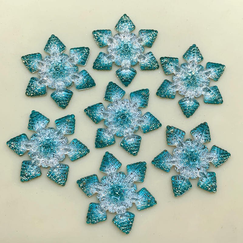 30mm sneeuwvlok Acryl Kristal, Flat Terug Cabochon Kralen Voor DIY Ambachten Christmas Party 10 pcs-B535