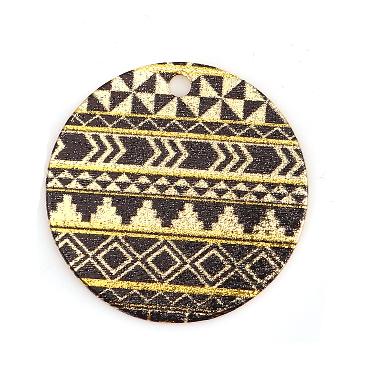 DoreenBeads Women Zinc Based Alloy Enamel Painting Charms Round Gold Color Multicolor Geometric 20mm( 6/8&quot;) Dia, 10 PCs: 10