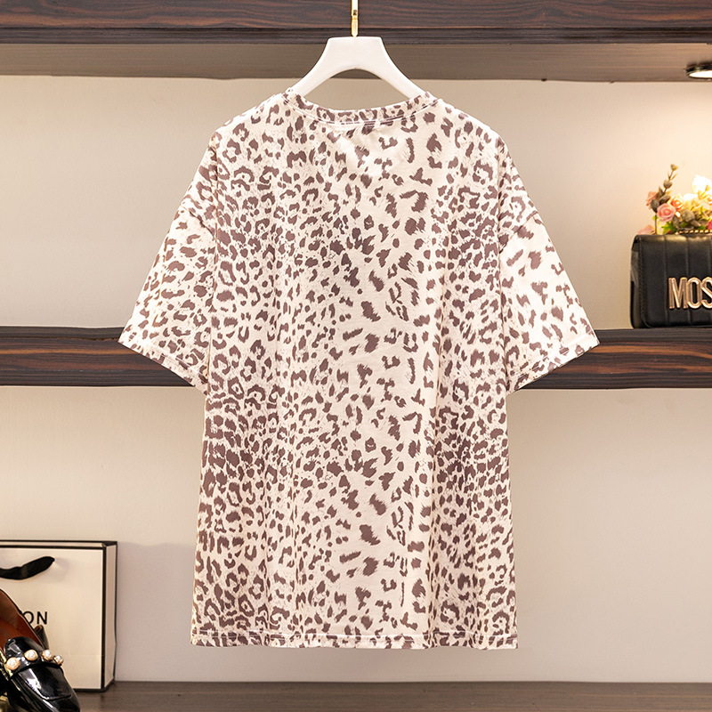 2022 Zomer Plus Size Tops Voor Vrouwen Grote Maat T-shirt Korte Mouw Losse Luipaard Print T-shirt 3XL 4XL 5XL 6XL 7XL
