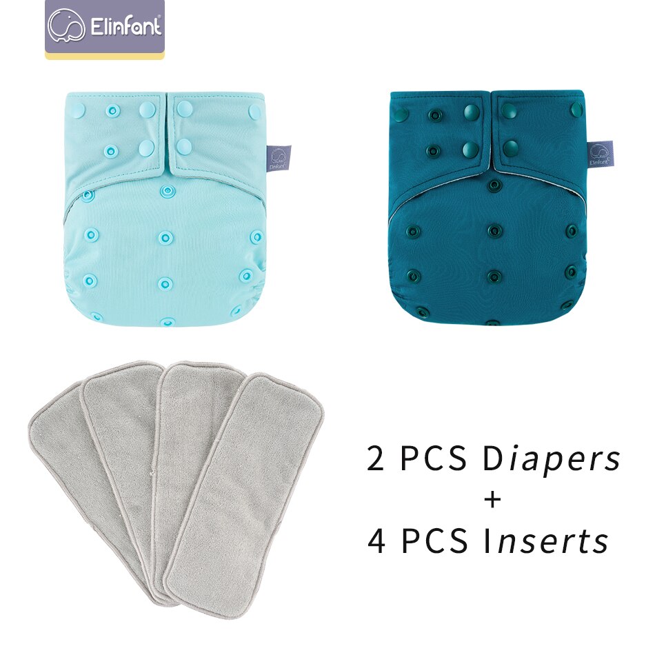 Elinfant 2 Couches Avec 4 Inserts Lavable Réutilisable Daim Tissu Intérieur Avec Une Poche Fit 3-15kg Bébé Couche-Culotte: 11041201