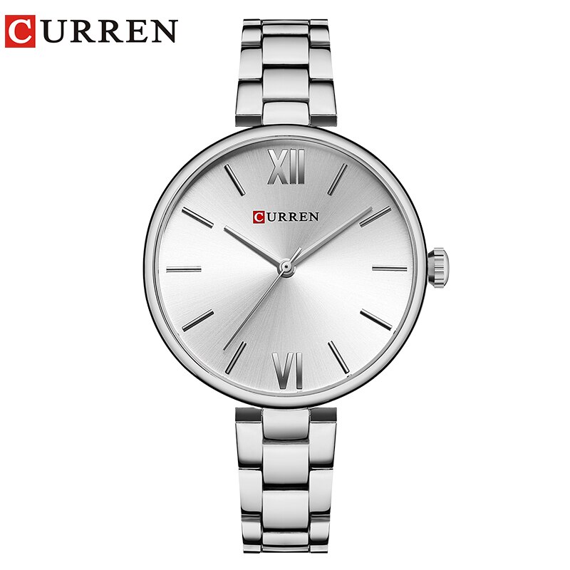 CURREN Vrouwen Horloge Mode Luxe Horloge Reloj Mujer Rvs Vrouwelijke Klok Quartz Armband Horloge Klok: silver