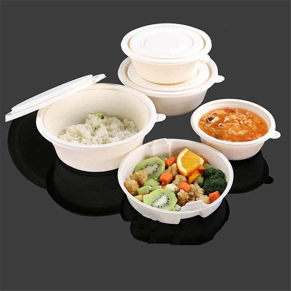 Disposable Round Environment-friendly Degradable Corn Starch Lunch Box Take out Package Box Corn Starch Bento Package Bowl