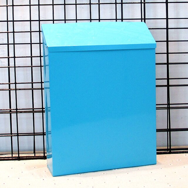 European style iron sheet with lock mailbox American style mailbox suggestion box hanging wall rural style letter box: Blue 3