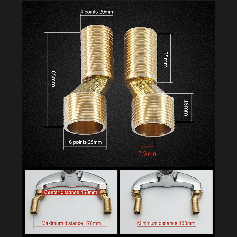 Badkamer Kraan Douche Vervangen Deel Verstelbare Adapter Massief Messing Wall Mounted Breedte Vervanging Hoekstopkraan Accessoires: B
