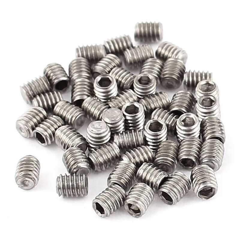 50Pcs M2.5 x 3mm Stainless Steel Hex Socket Set Grub Screws Headless Cup Point