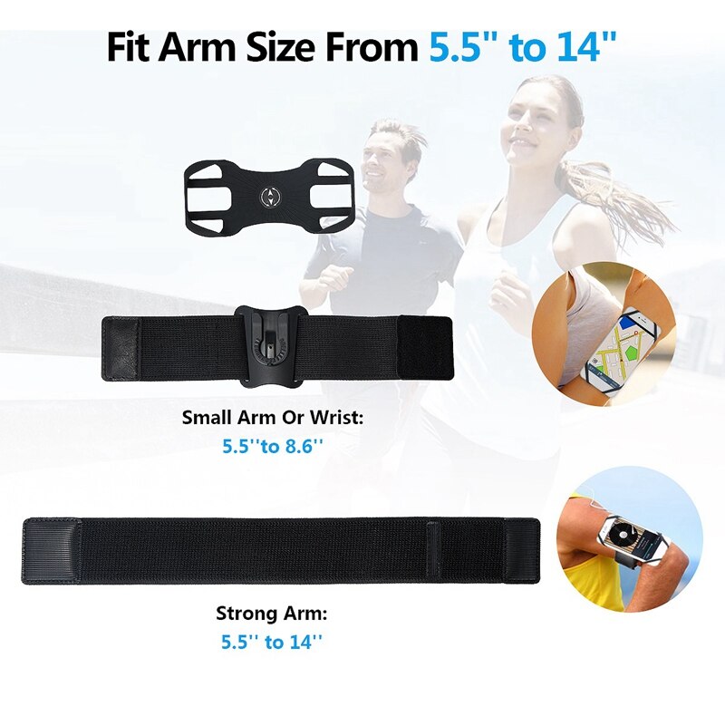 Sport Armband Phone Case Voor Telefoon X 8 7 Xs Max Universele Draaibare Running Voor 4-8.5 Inch Telefoon sport Polsband Case