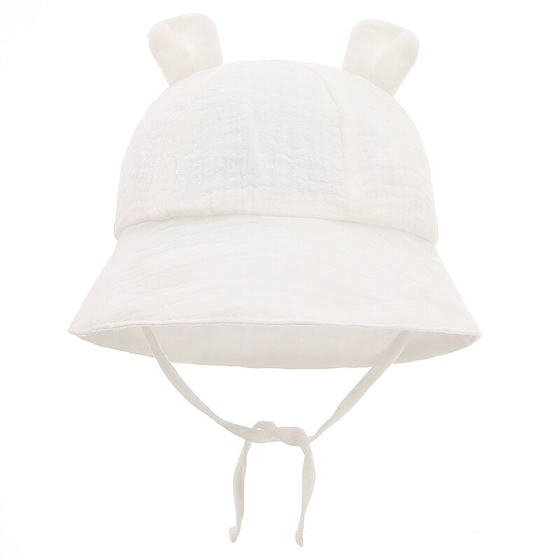 Nuovo cappello estivo da sole per bambini con orecchie cappello da pescatore per bambina tinta unita cappello da bambino in morbido cotone per bambini: white