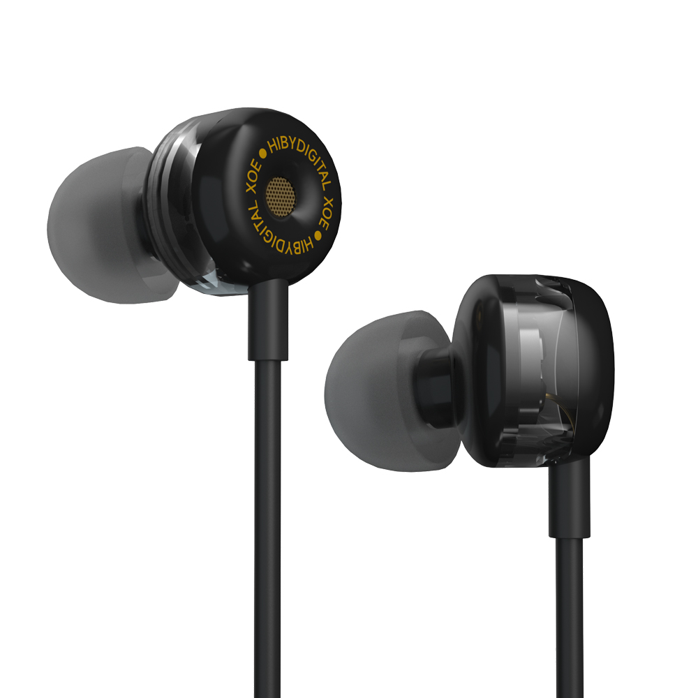 HiBy Digital XOE 8mm DLC Membrana Dynamiczny sterownik HiFi Douszne słuchawki douszne IEM z mikrofonem HD do gier z systemem Android MP3: Black