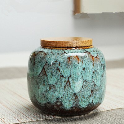 Coffee, sugar, tea, solid color tea cans with wooden lids, sealed tea cans, exquisite cloth lids, candies, flower tea cans: 1