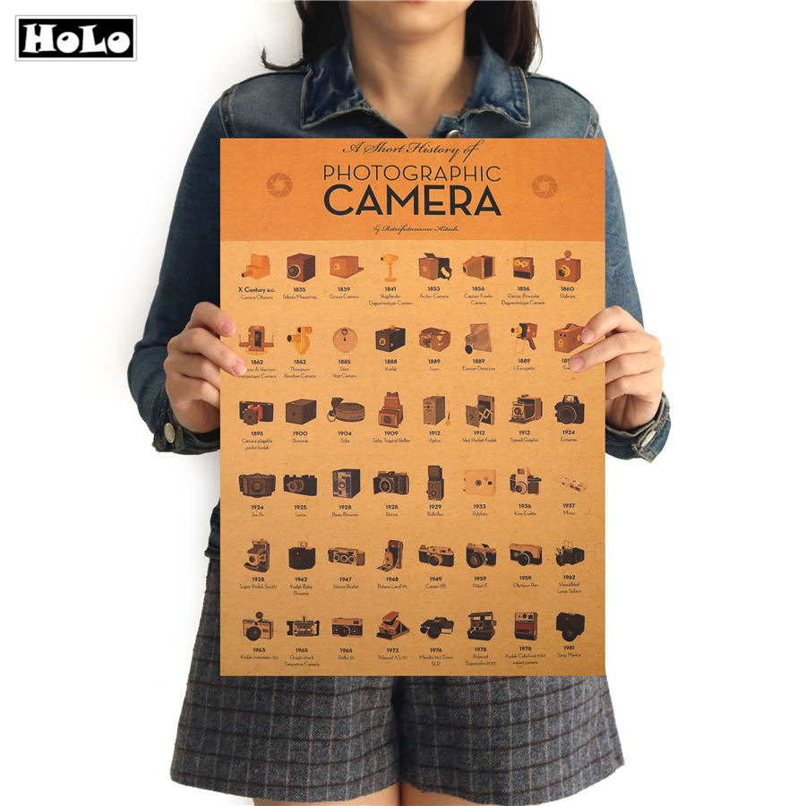 Vintage fotografisk kamera historie plakat tapet kafé bar soverom dekorativ stue maleri 42 x 30cm mxc 029