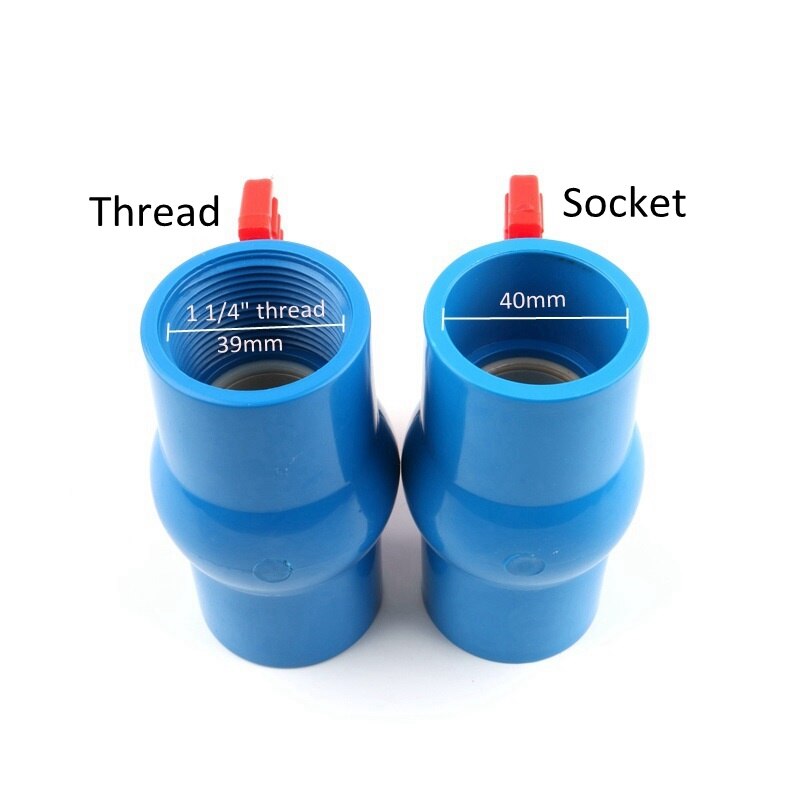 1 Pc Pvc 1 1/2 "X 1 1/2" Draad, 50 Mm Tot 50 Mm Kogelkraan Slip Shut Handvat Valve Pvc Water Buisleidingen Sanitair Buis Connector