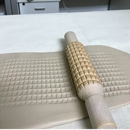 Pottery Mud Stick Pottery Ceramics Plastic Clay Carving Tools Solid Wood Printed Texture Mud Stick Mud Forming Tool