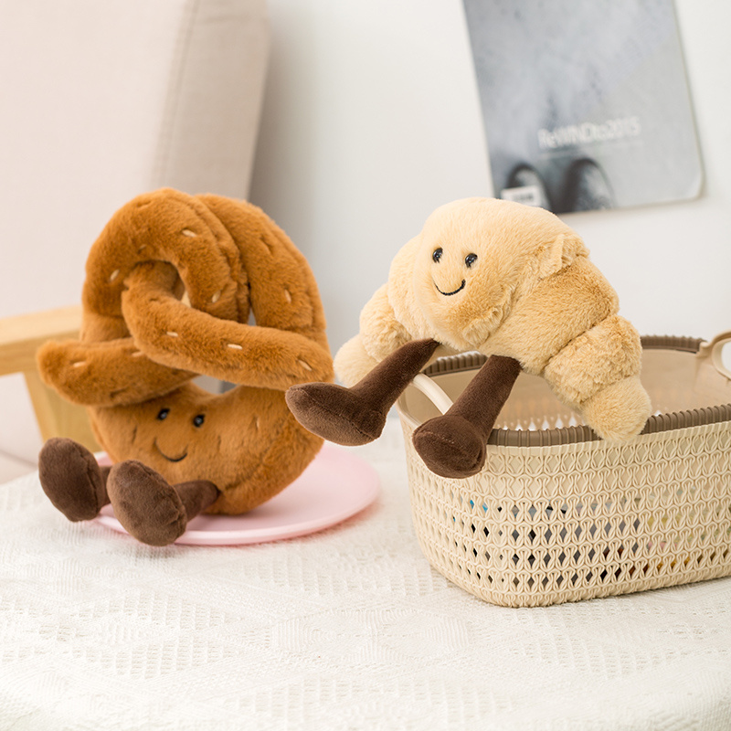 Jellycats Cute Plush Toast Bread Pretzel Croissant Baguette Toy Stuffed Food Bread Soft Doll Birthday Christmas for Kids
