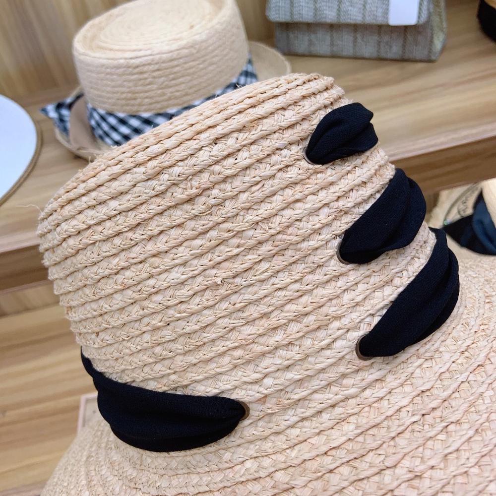 Sombrero de rafia para mujer, de 4,7 de ala ancha sombrero de paja grande &quot;, con cordones, flexible, para playa, para el sol, plegable, Derby de viaje,