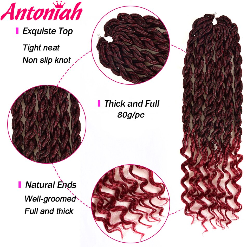 Antoniah bohemian faux locs tresse au crochet bouclée 24 brins extensions de tresses ombrées cheveux synthétiques au crochet pour femmes noires